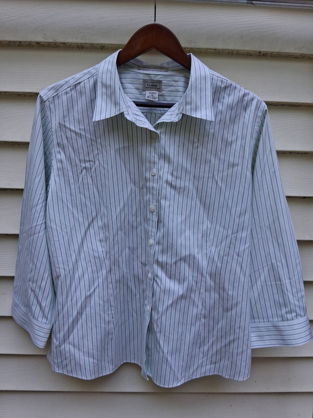 L.L. Bean Women's Shirt 100% Cotton Pin Stripe Button Down      X Large